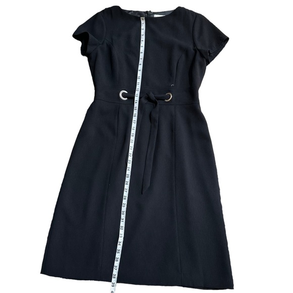 David Warren New York Womens Black Short Sleeve Sheath Tie Waist Midi Dress Sz10 - Picture 9 of 11